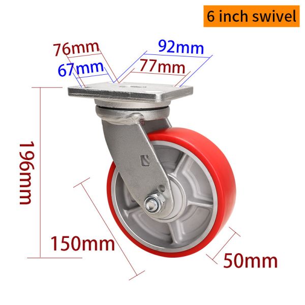 6 Inch Swivel Caster Wheels Heavy Duty 150mm Swivel Castors