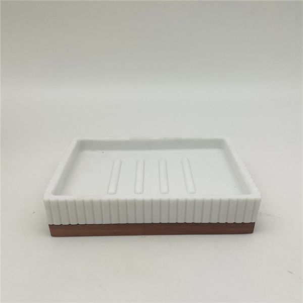 Квадратные вертикальные полосы аксессуары для ванной Белый песок с деревянными частями