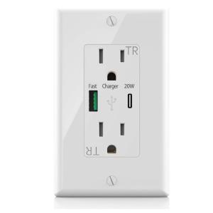 Speed PD20W Fast Charging USB Socket 15A 100-240V With Type C