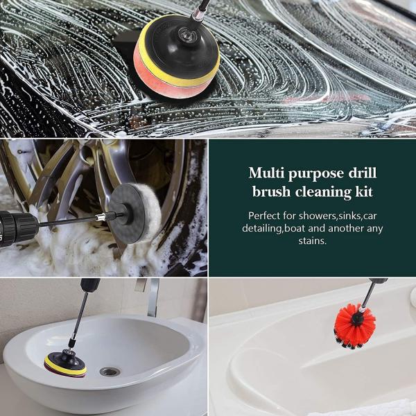21 Piece Drill Cleaning Brush Attachment Set For Joints , Tiles , Sinks , Floors