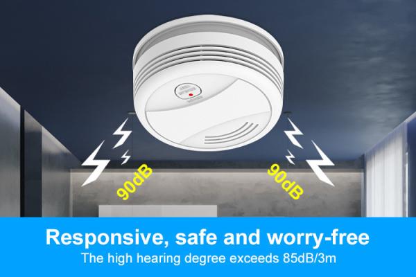 Smart Wifi Photoelectric Smoke Alarm With LCD Display 90 Decibel Low Power