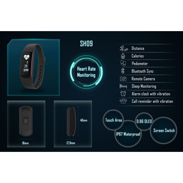 Touch Screen Waterproof Activity Fitness Tracker with Heart Rate Monitor