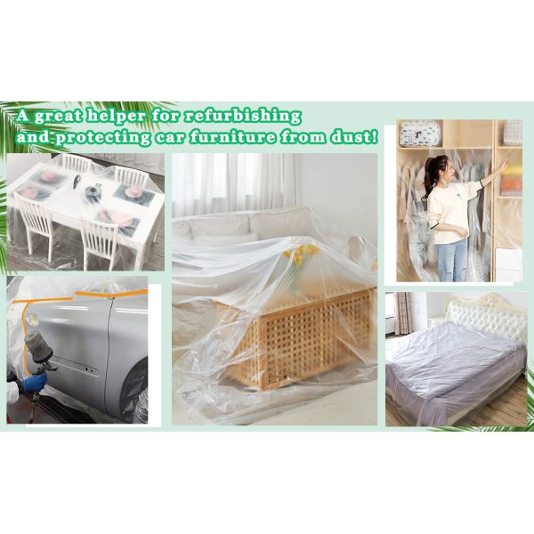 Tape And Drape, Pre-Taped Masking Film For Auto Painting Covering, 65.6 Ft/Pack Plastic Pre-Adhesived Dust Paint