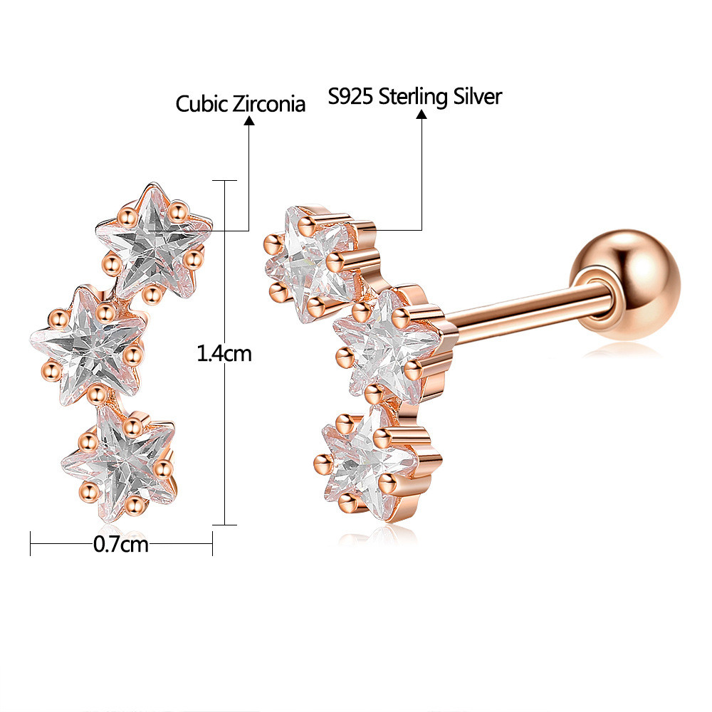 18K золотые 925 Sterling Silver Star кубические циркониевые серьги для женщин