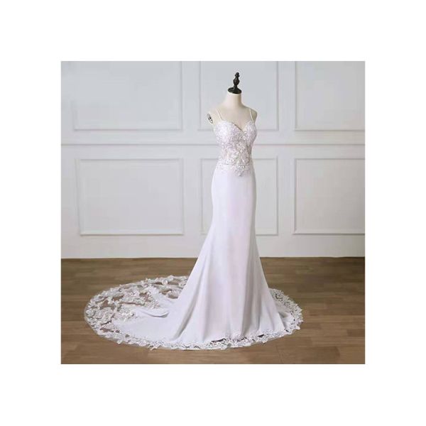 Sling Lace Mermaid Long Tail Bridal Gown / Off The Shoulder Wedding Dress