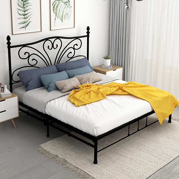Platform Mattress Base Modern 1.0mm Thick Iron Double Bed Frame Easy Assemble