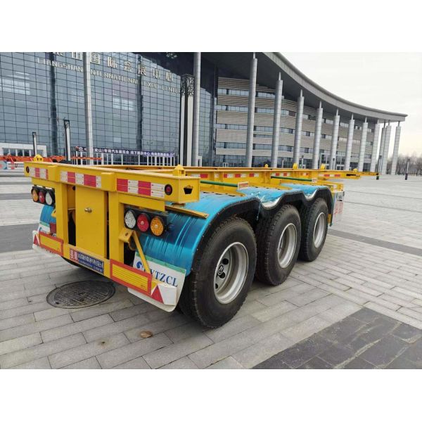 Flatbed 3 Axle 40 Feet Skeleton Type Semi Trailer for 40FT/20FT Container Transport