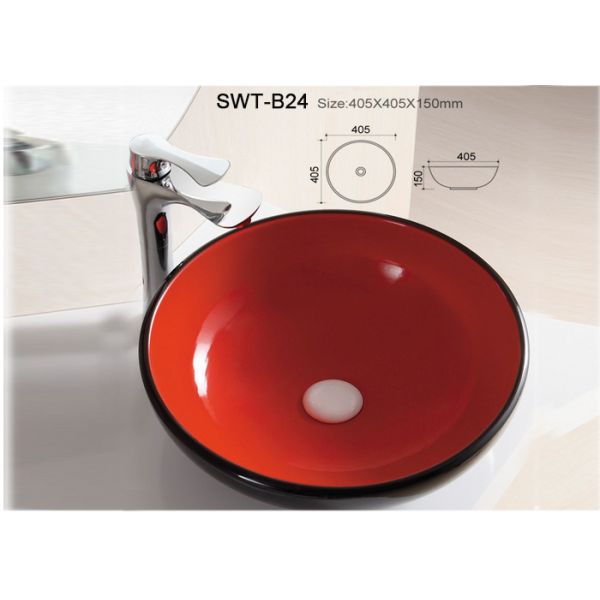 Red Color Glazed Colorful Ceramic Wash Sink Hand Wash Basin For Bathroom