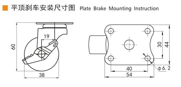 1.5 Inch Threaded Swivel Casters Small Caster Wheels With Brakes