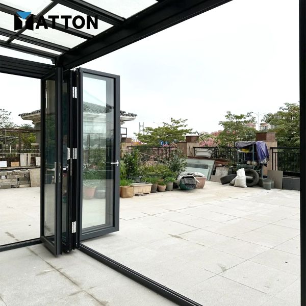 High Quality  Folding Door Aluminium Window Making Materials Aluminum Alloy Double-layer Insulated Tempered Glass Heavy