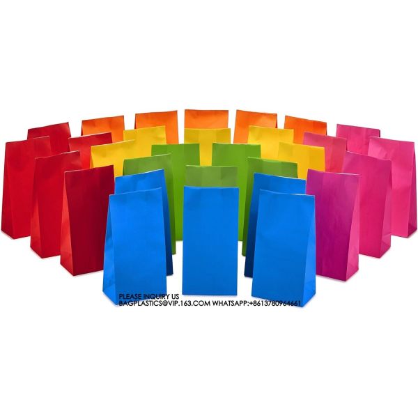 Solid Color Party Favor And Wrapped Treat Bags Blue, Red, Green, Yellow, Orange,