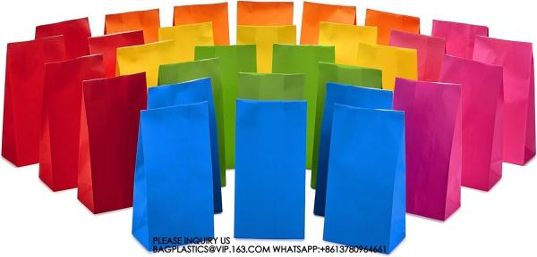Solid Color Party Favor And Wrapped Treat Bags  Blue, Red, Green, Yellow, Orange, Pink For Birthdays