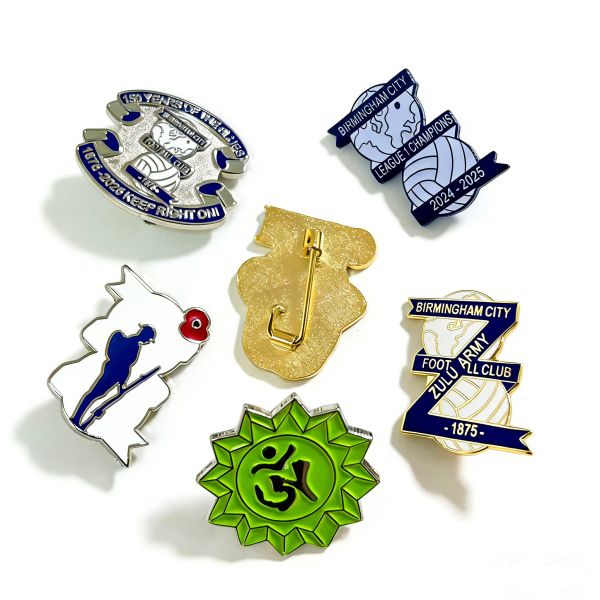 Sparkly enamel pins with soft or hard finish, UV print, and adorable cartoon design are yours to create.