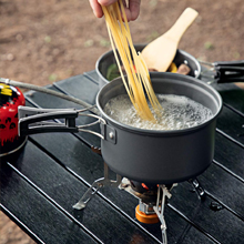 Stainless Steel Camping Outdoor Cookware Mess Kit Set, Folding Cookset Camping Teapot and Pans Set Equipment