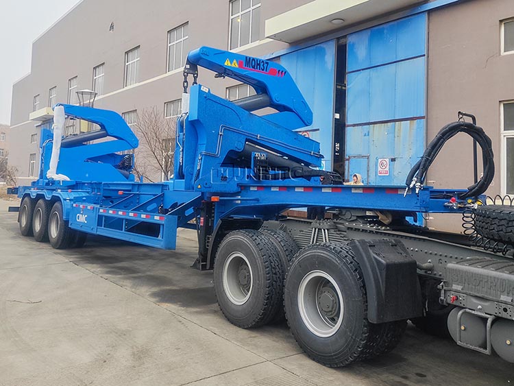 Новый китайский официальный грузовик контейнера боковой подъемник низкопольный полуприцеп с краном высокого качества