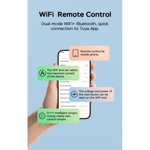 Smart Dual-Mode 16A 100-240V Temperature Controller Alexa/WiFi Connectivity LED Knob Temp Alarm for Power Socket Plug