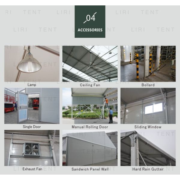 Durable Warehouse Storage Tent With PVC Cover Wind Load 100km/H