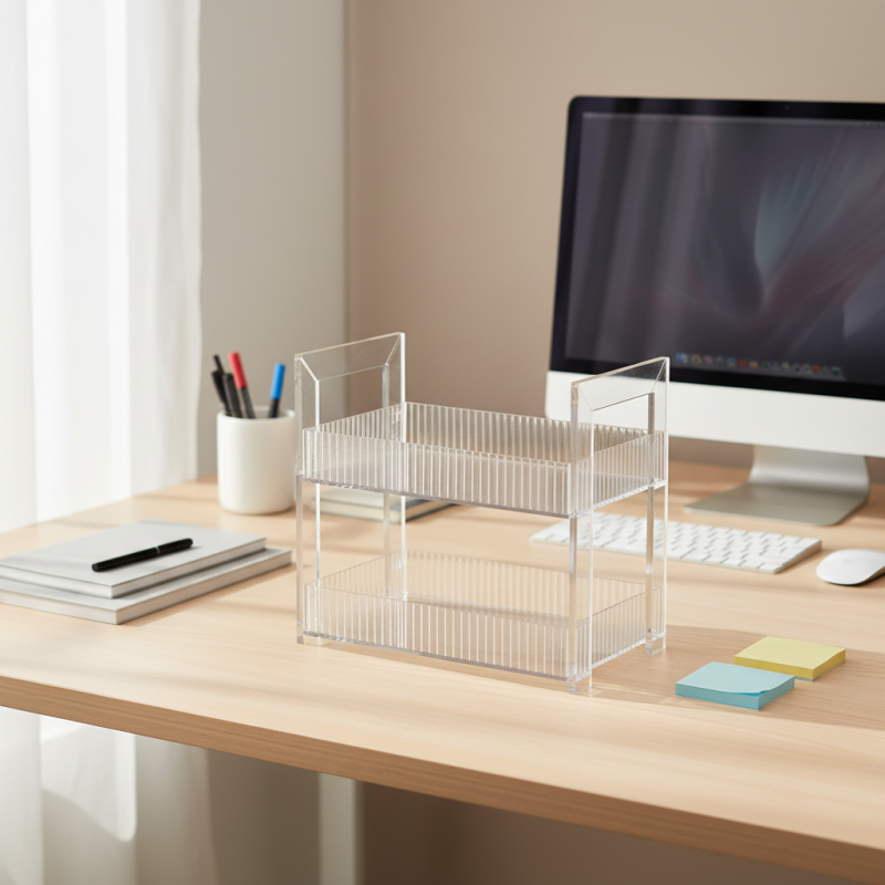 Durable Multi-Purpose Acrylic Shelf Double-Layer Transparent Organizer for Cosmetics Bathroom Toiletries