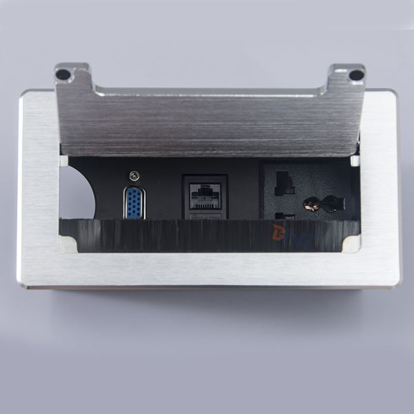 Office Aluminum Alloy Electric Table Socket Outlet Box Cable Management