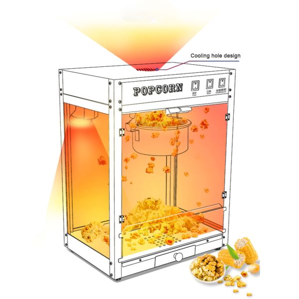 Producción rápida y fácil de palomitas de maíz con tecnología de calor rápido máquina de acero inoxidable
