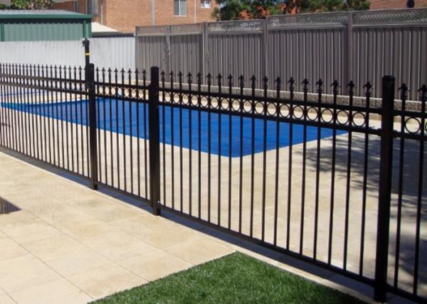 Decorated Top Steel Sliding Automatic Driveway Gates Security For Community