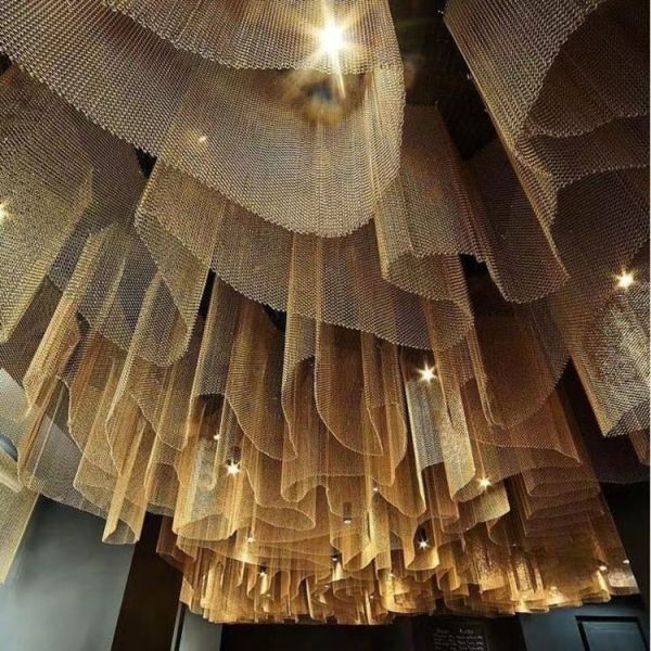 7x7 Anodized Metal Coil Drapery High Strength With Rails / Fittings