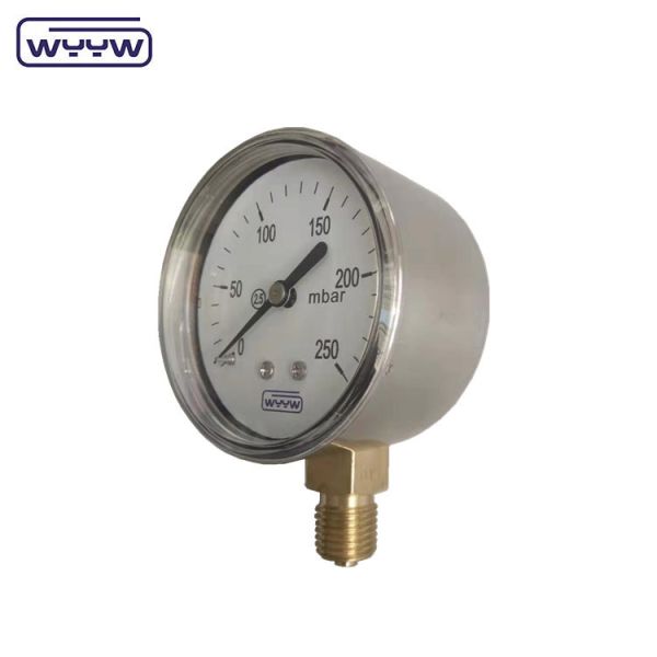 63mm 100mm 150mm Capsule Pressure Gauge With Black Steel Or Stainless Steel Case And Aluminum Black Pointer