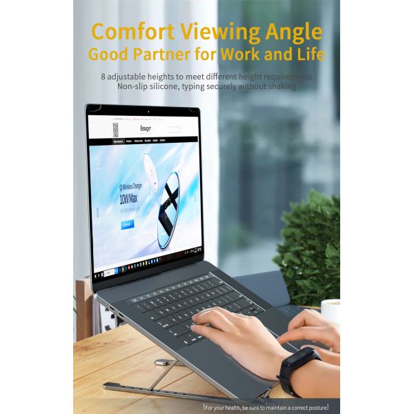 Estante de ordenador portátil de aluminio ajustable Plegable a prueba de agua en la oficina Viaje a casa