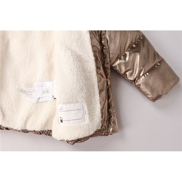 Kids Coats, Children's Coats, Metalic Shinny material, Coral Fur Lining