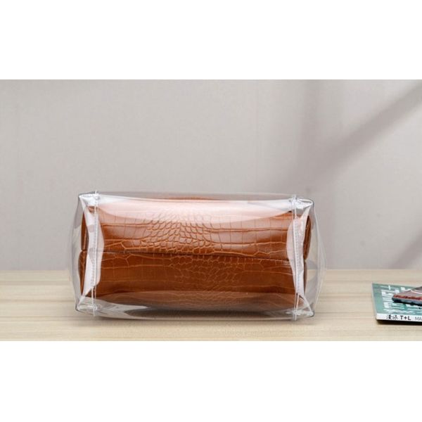 Promotion Clear Cosmetic Handle Bag Tote Bags, Recyclable PVC Loop Handle Plastic Bag, Gift And Shopping