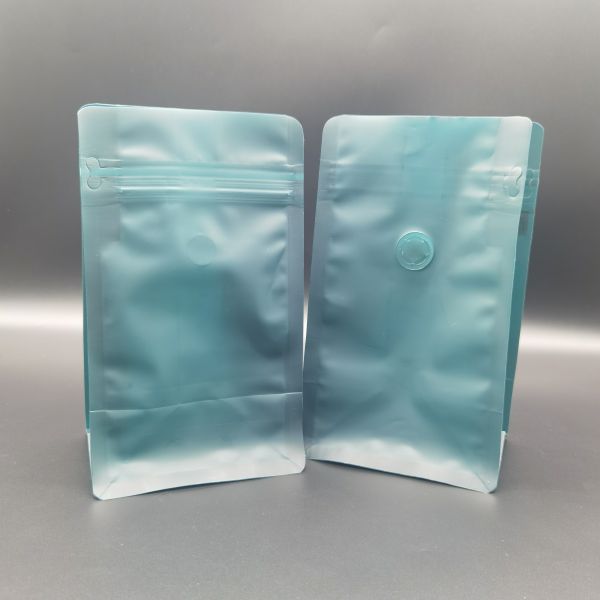 Flat Bottom Recyclable Packaging Bags PE Stand Up Coffee Pouches With Valve