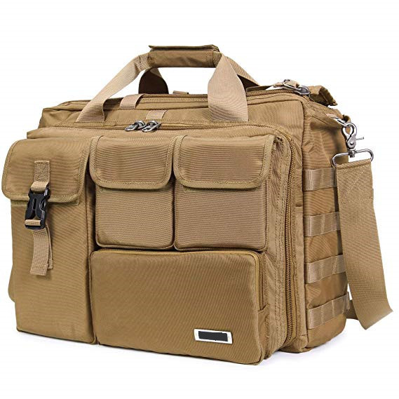 Multifunction Military Laptop Messenger Bag , Tactical Computer Bag Brown Color