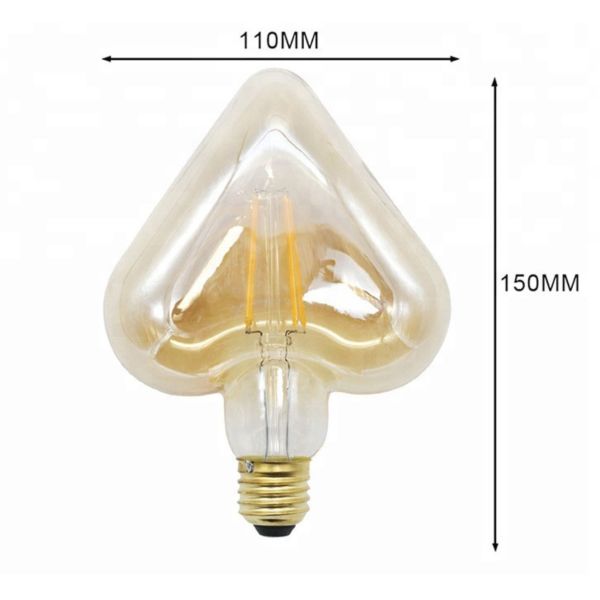 110mm  Romantic Wedding Edison Filament Bulbs  110mm love Heart Shape