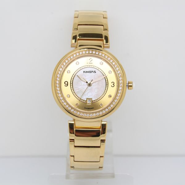 Rose Gold Luxury Ladies Fashion Watches With Diamonds 34.0mm,Women Jewelry Wrist Watch with stainless steel case & back