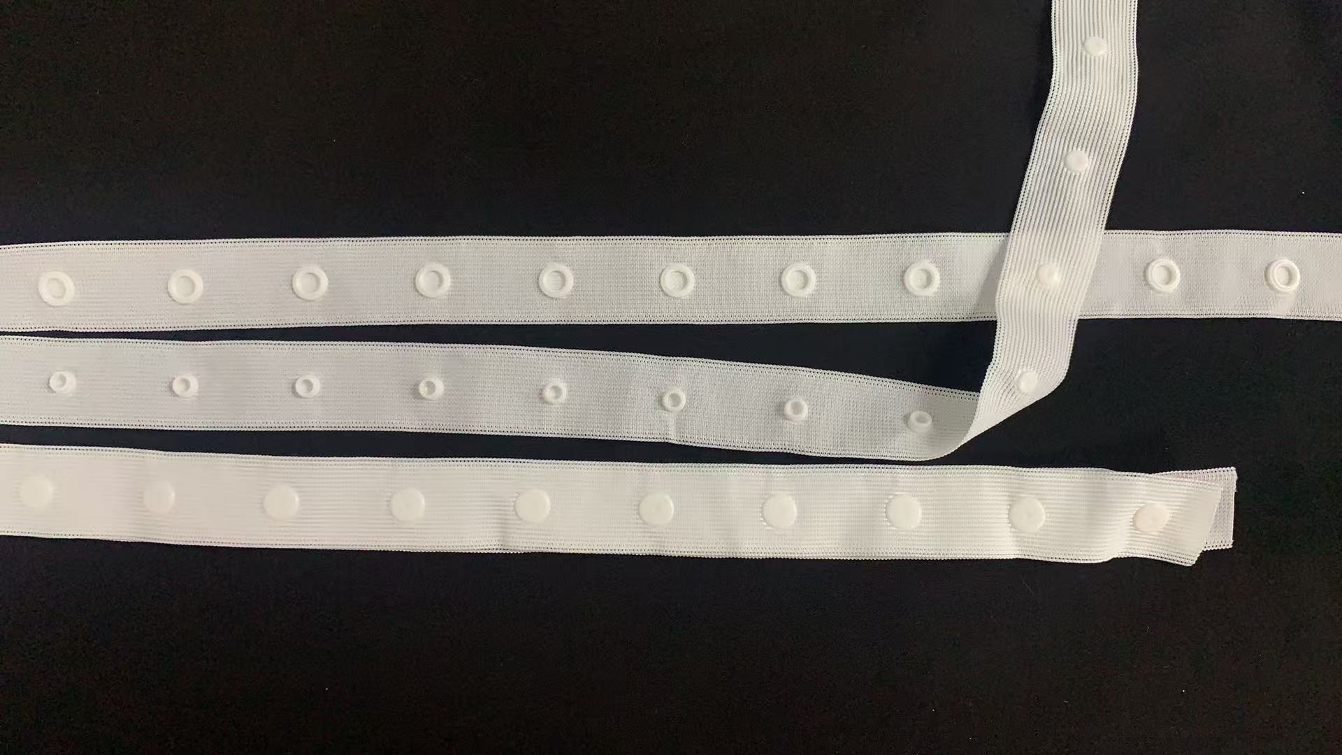 Factory wholesaler 30*30mm/75*75mm Polyester /nylon Snap Button Tape for Baby Infant Wear and  Jacket 