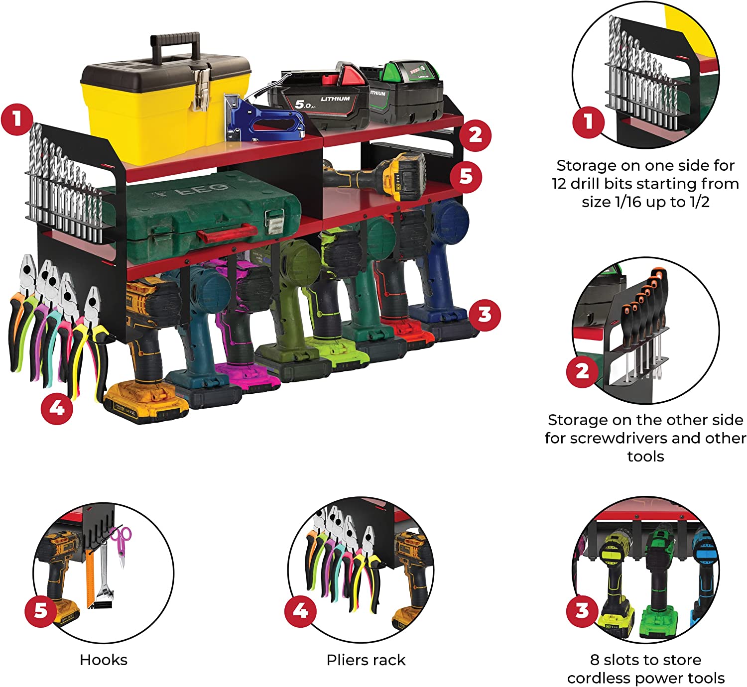 Стенно установленная электроинструментальная стойка для гаража беспроводная буровая станция зарядки батареи