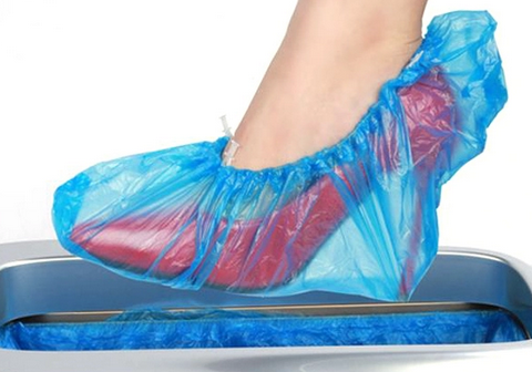 Blue Disposable Shoe Cover , Anti Slip PE CPE Waterproof Shoe Covers