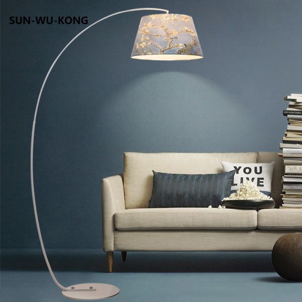Vertical Arc Led Floor Lamps American Country Cloth Cover Living Room Decoration floor light(WH-MFL-17)