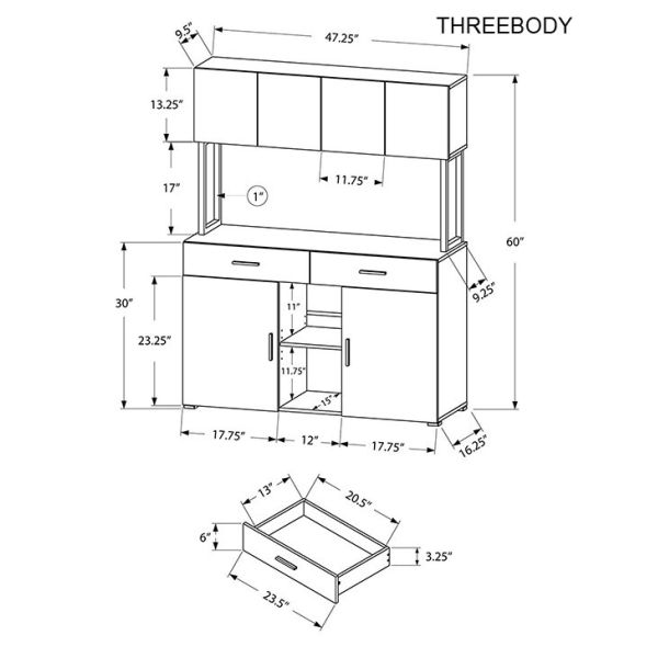 Executive Modern Office Furniture 48 Inch Conference Room Office Storage Credenza