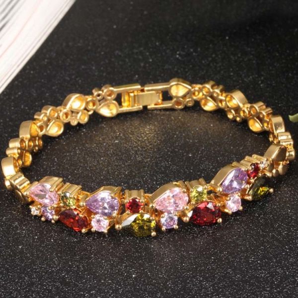 Gorgeous Cubic Zirconia Bracelet for Women Gold Plated Tennis  Bracelet (JKS950GOLD)
