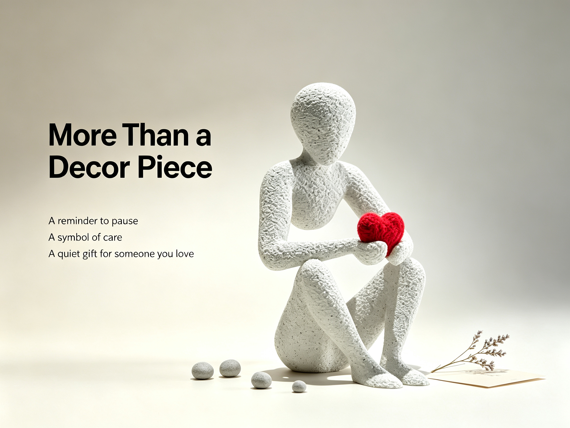 Abstract Love‑Themed Red‑Heart 3D Printed Art With Minimalist Silhouette For Home Display, Gifting