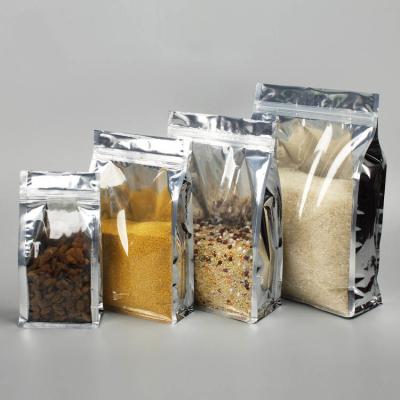 Food grade flat bottom plastic 8 side Food vacuum sealed translucent clear plastic zipper bag