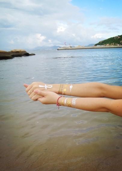 Jewelry temporary tattoo, metallic tattoo