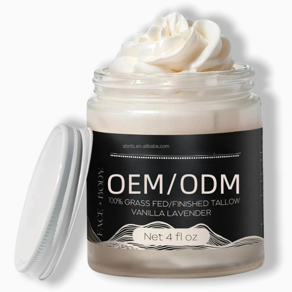 Lotion corporelle profondément hydratante OEM Huile d'amande douce naturelle et suif de bœuf nourri à l'herbe