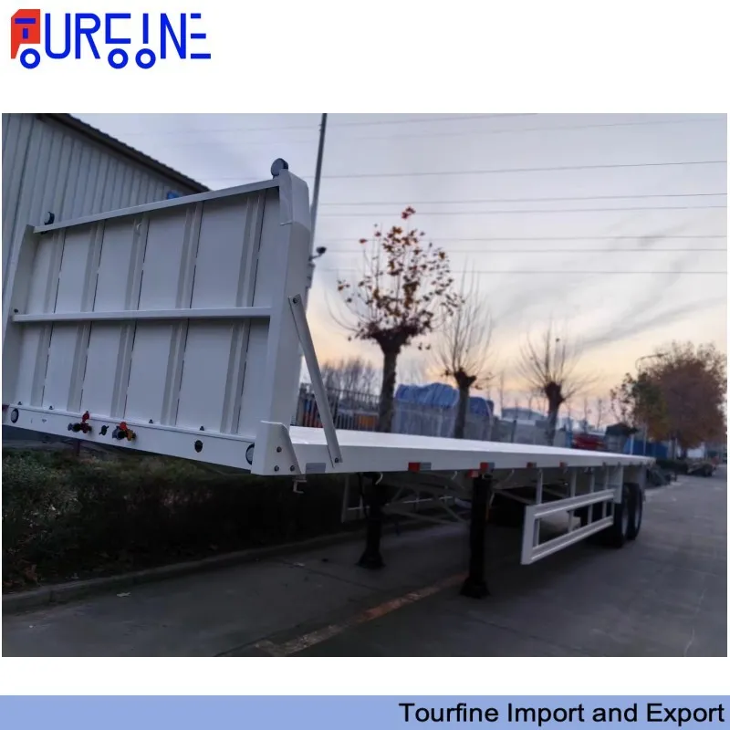 Super Link Flatbed Semi Trailer 3 Axle for 20FT and 40FT Container Transportation