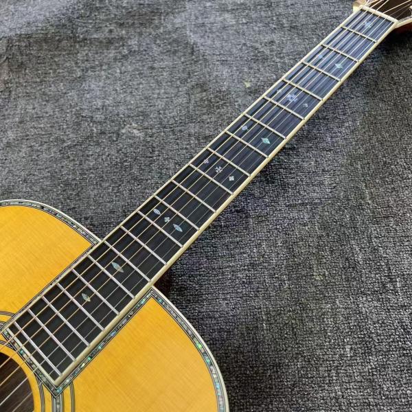 Custom Logo on Headstock, Solid Spruce OM Body Solid Rosewood Back Side Acoustic Electric Guitar Abalone Binding