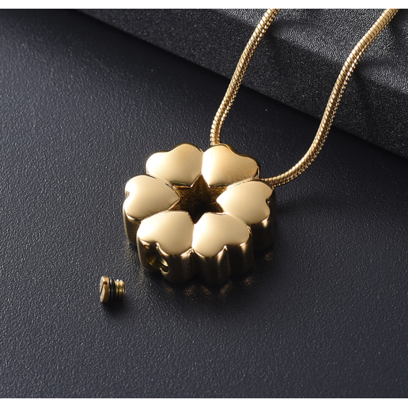 Fashionable Heart-Shaped Flower Urn Necklace for Women Stainless Steel Keepsake Pendant