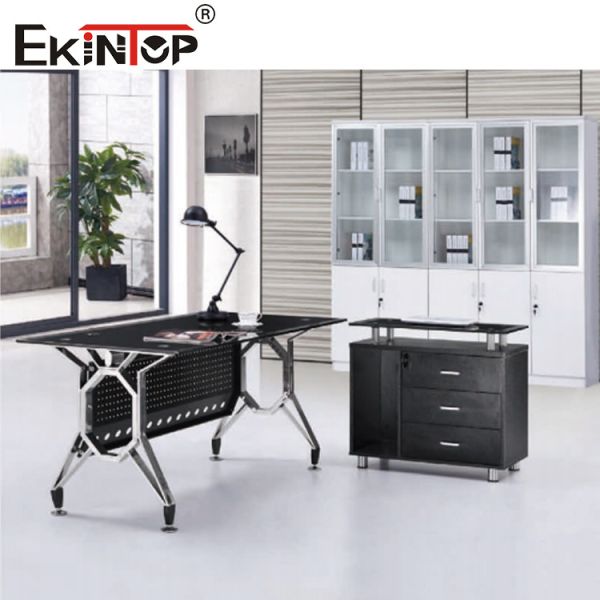 Современные черные стеклянные столовые металлические ноги с шкафчиком офисной мебели