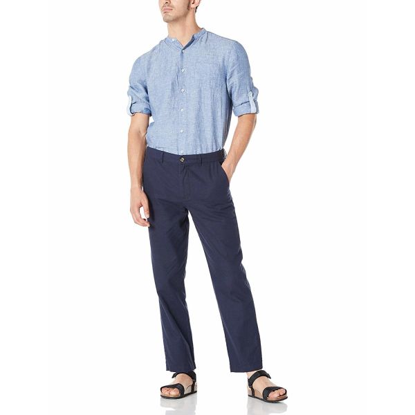 48% Cotton Mens Casual Linen Pants Breathable with Drawstring