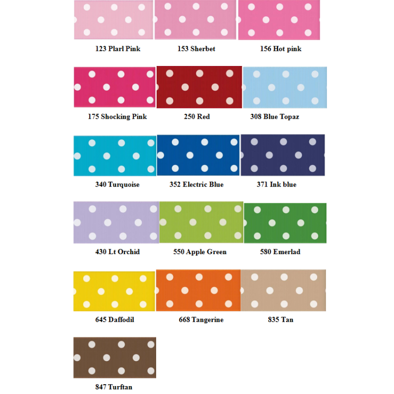 Eco-Friendly Screen Print Polyester Dots Grosgrain Ribbons for Decoration